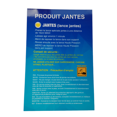 Panneau conseils " utilisation jantes " 450x300mm bleu